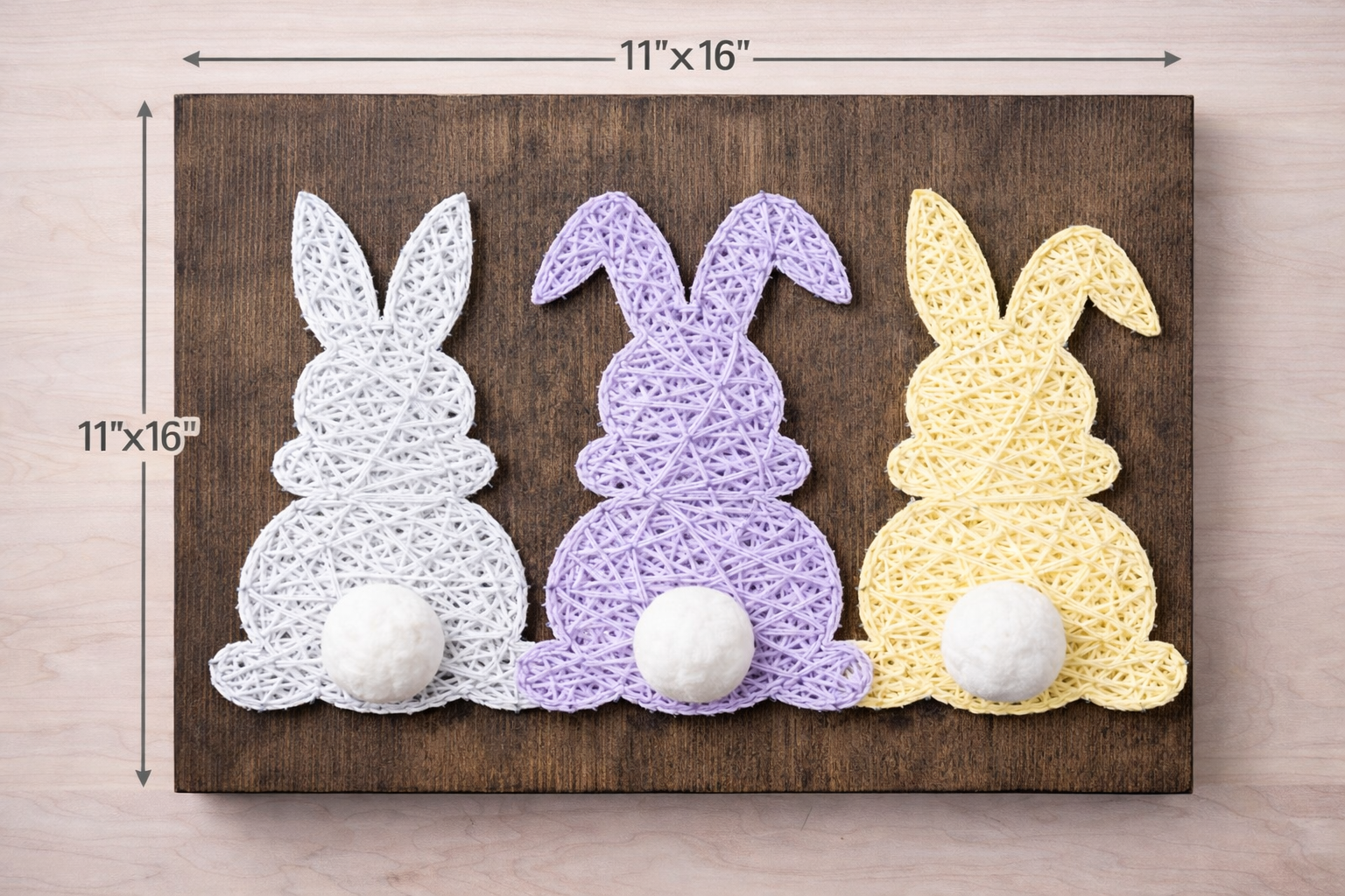 Easter/Spring Bunny Trio String Art Kit – 3 Bunny Set (11” x 16”)