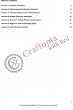CWR Table of Contents (Cut List)