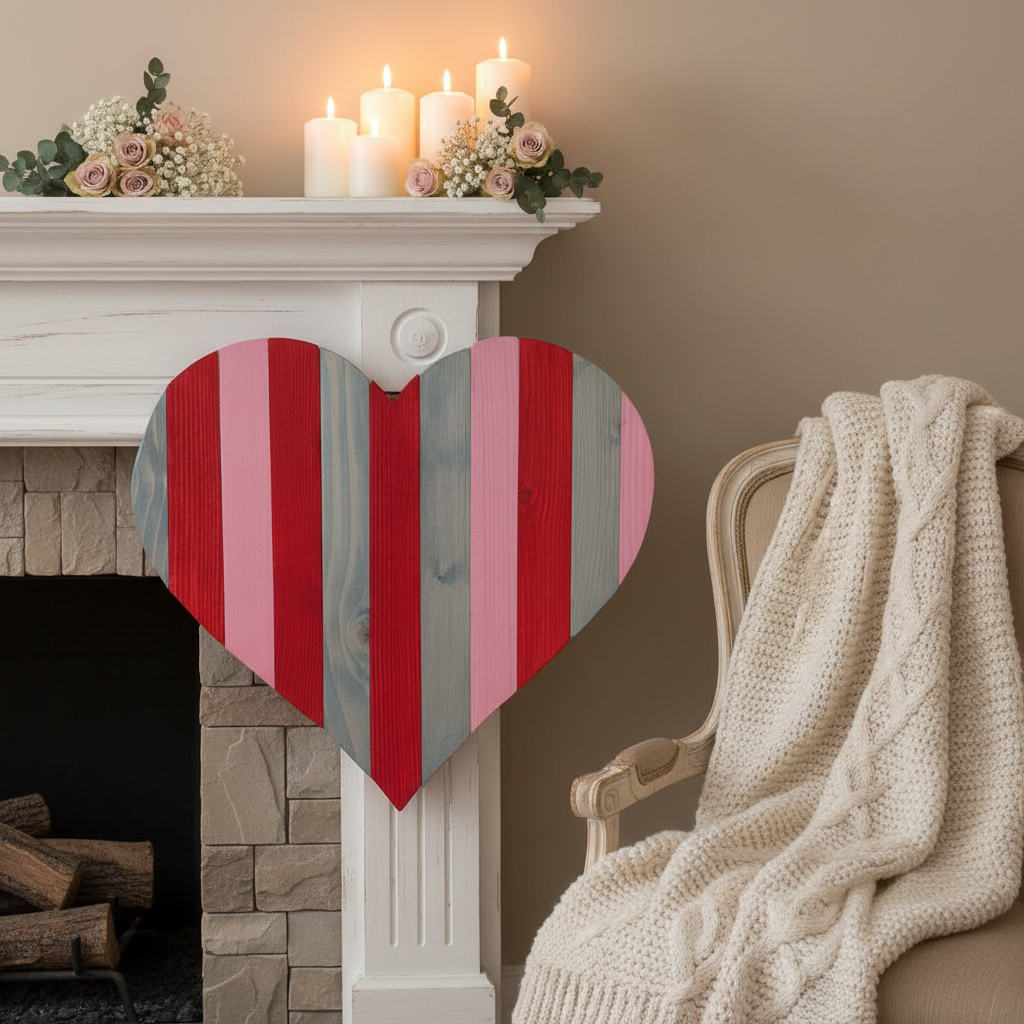 Fireplace mantel heart