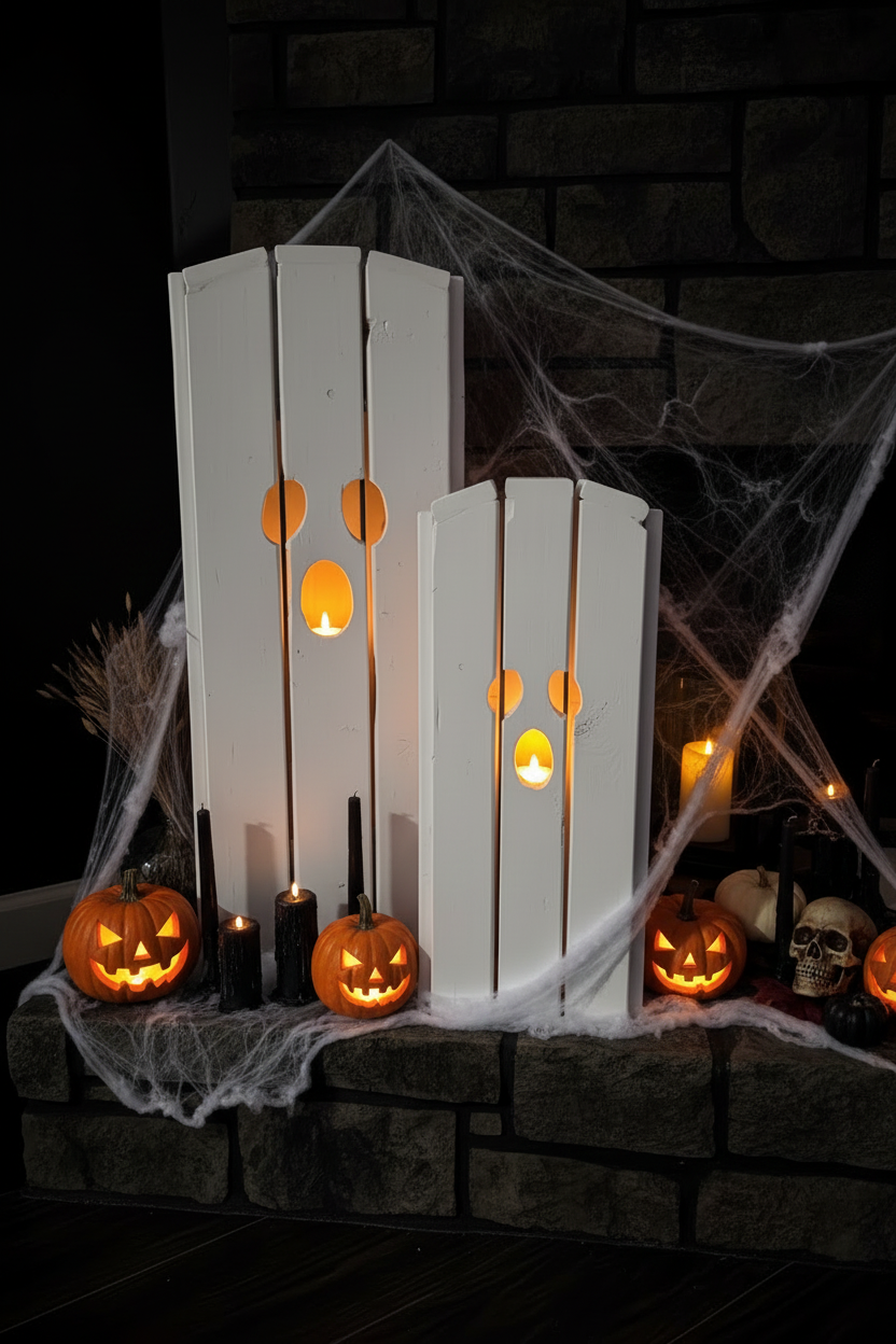 Ghost Luminaries Halloween Hearth