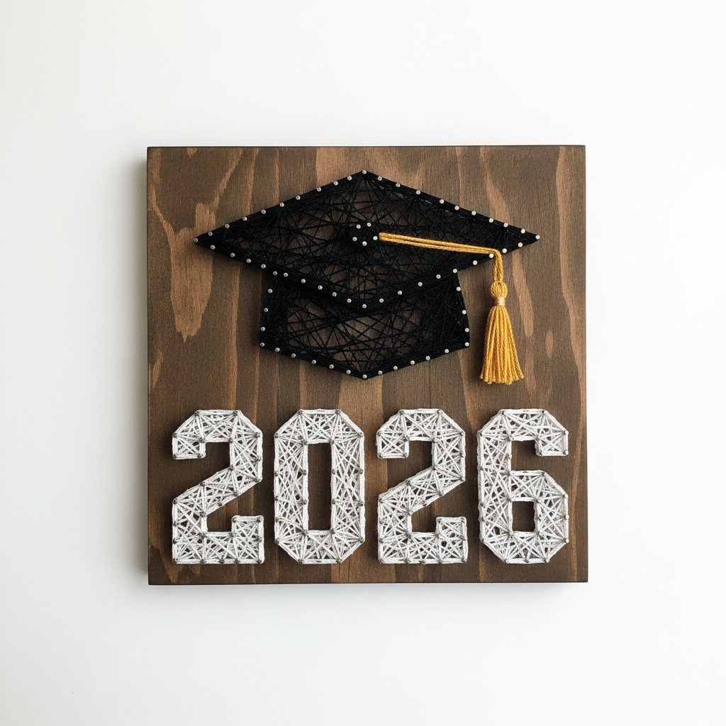Graduation Cap String Art - 2026 block letters