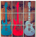 Statement Guitar Wall Art Installation | 9-Panel Sealed Wood Set