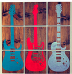 Statement Guitar Wall Art Installation | 9-Panel Sealed Wood Set