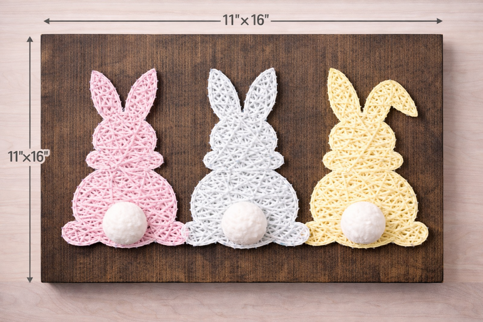 pink, white, & yellow bunny trio