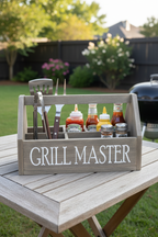 Rustic Grey Grill Master Caddy - Poor Richard Font