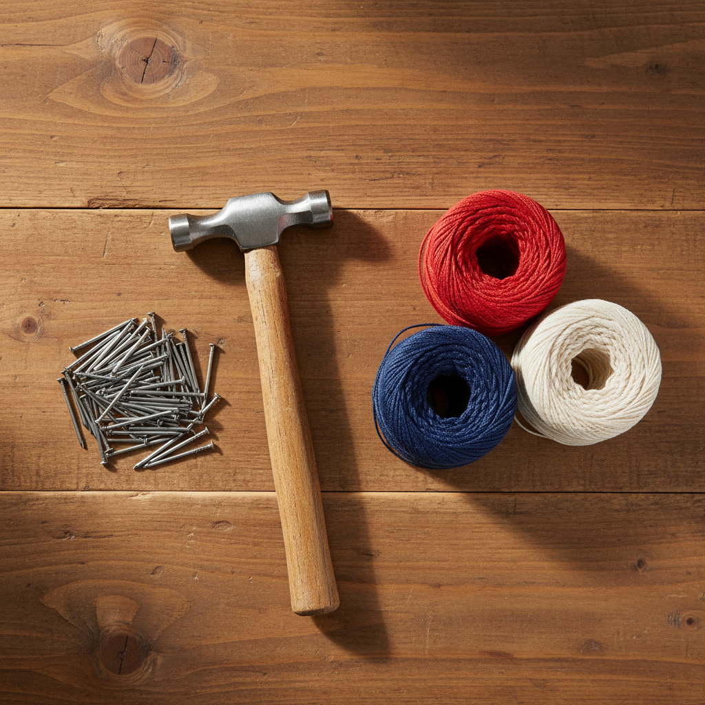 String Art Kit Supplies Flat Lay