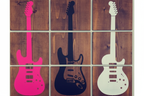 Three Guitars - Hot Pink, Black, White